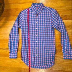 Vineyard Vines button down Slim Fit Tucker Shirt Men’s XS Blue & Pink Plaid